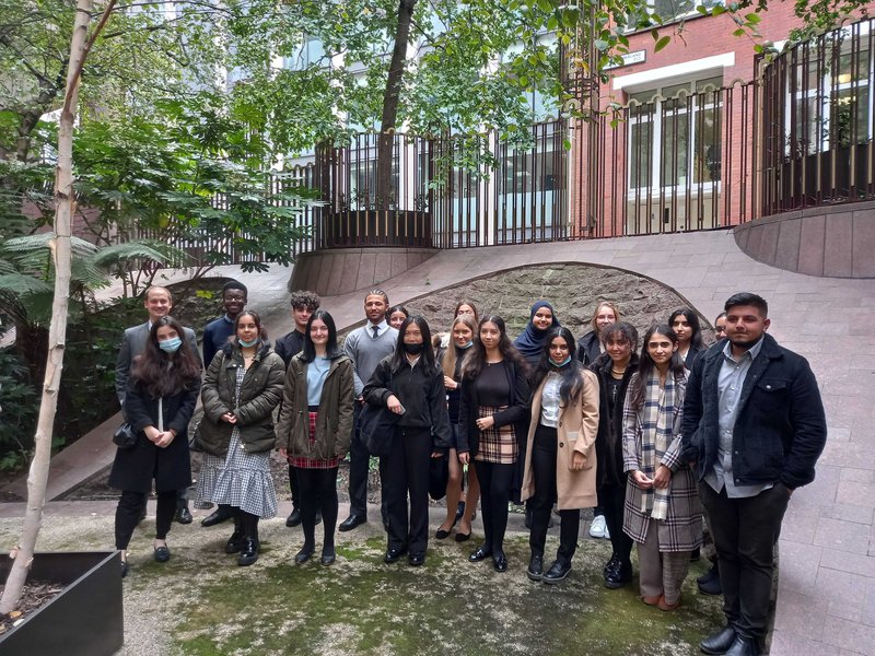 Group  of students at HFW 3 day internship, standing outside, smiling at the camera (some looking awkward!)