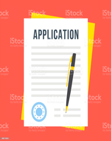 A graphic of an application form and pen
